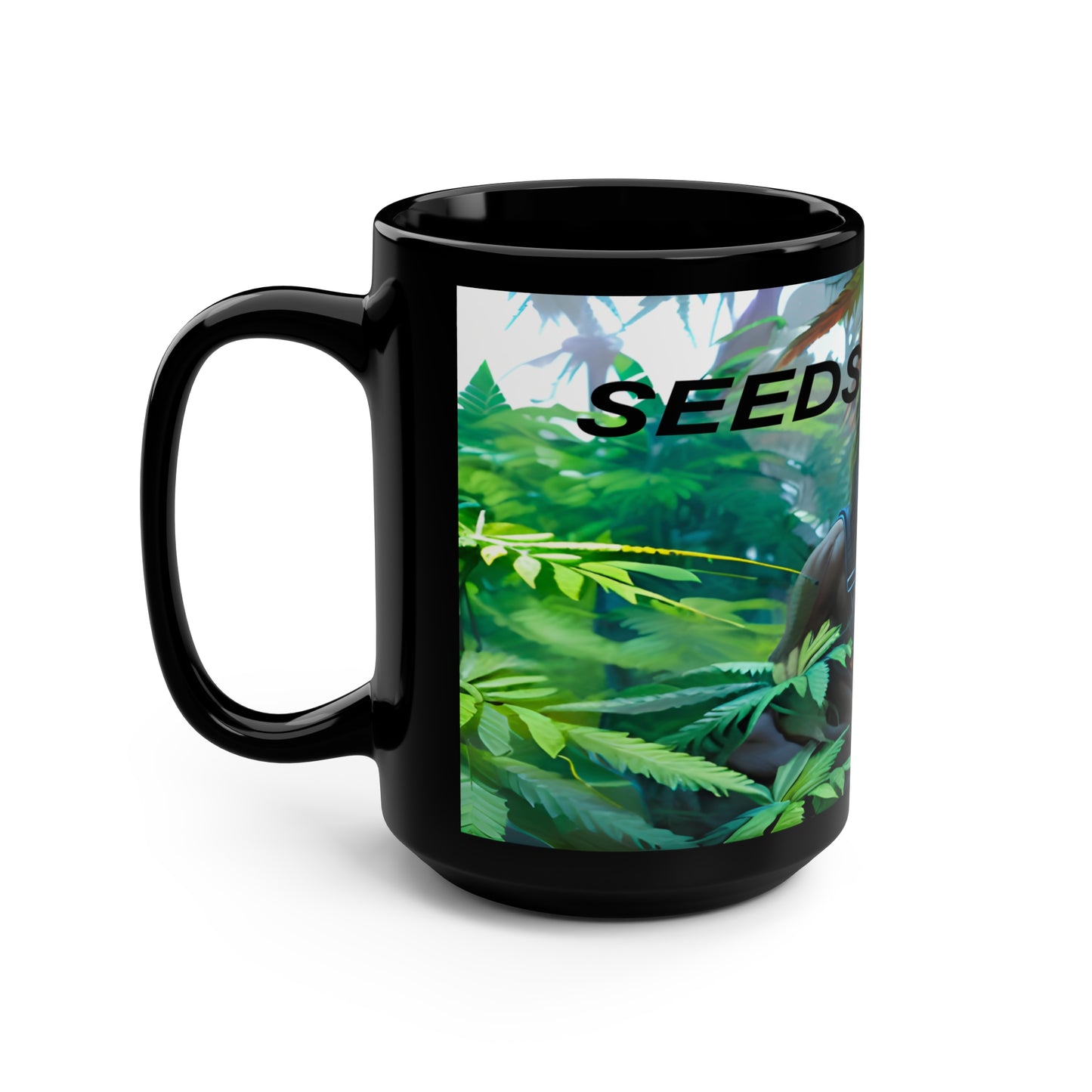 Seedsquatch Ganja Scene #1 Black Mug, 15oz