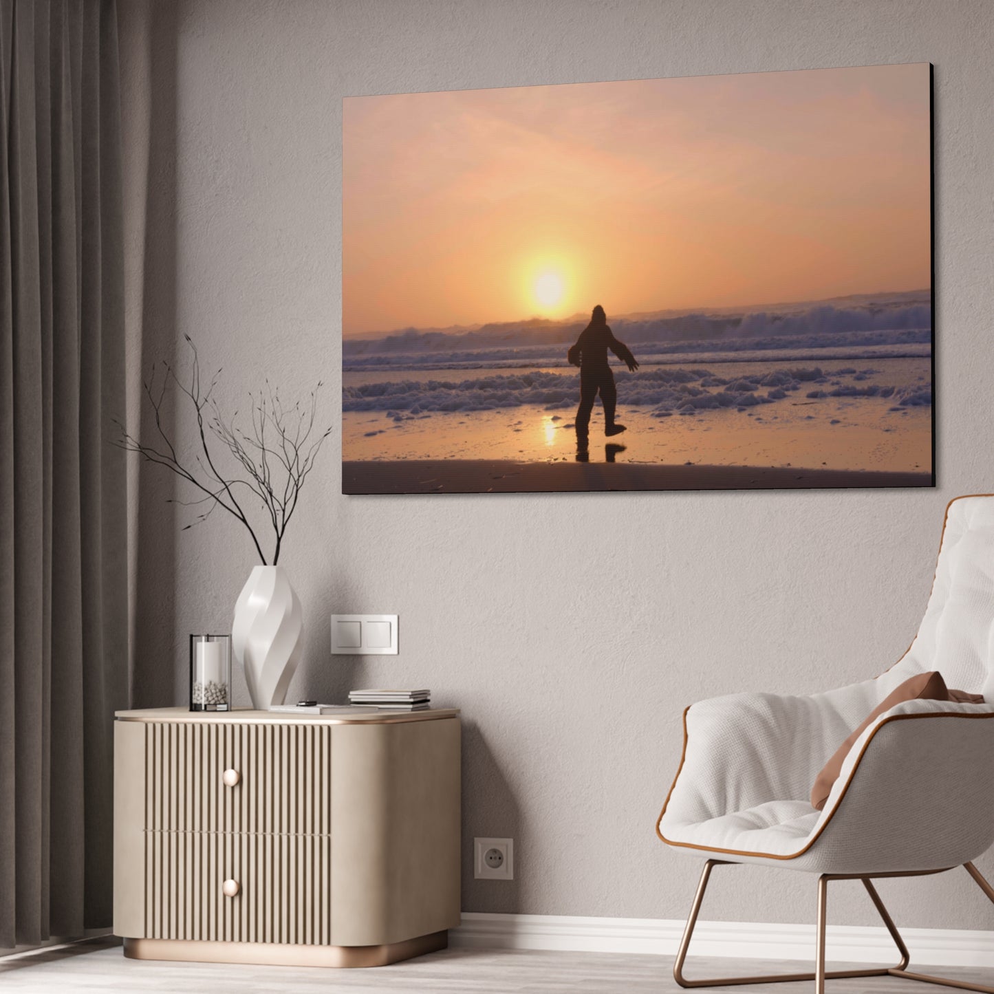 “Legend of the Squatch” Ferndale Beach California Scene Canvas Stretched, 1.5''