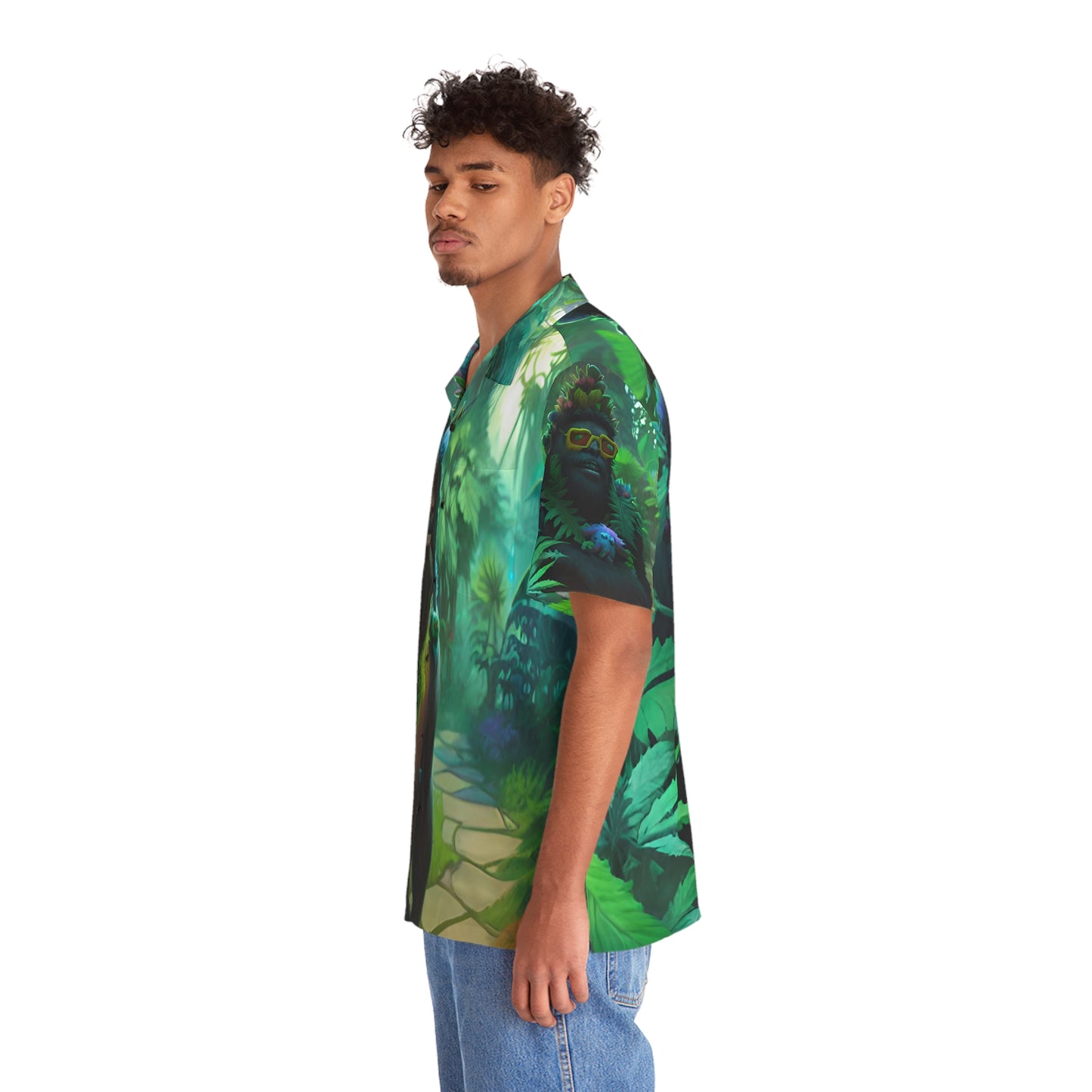 Seedsquatch Ai Ganja Scene Men's Hawaiian Shirt (AOP)