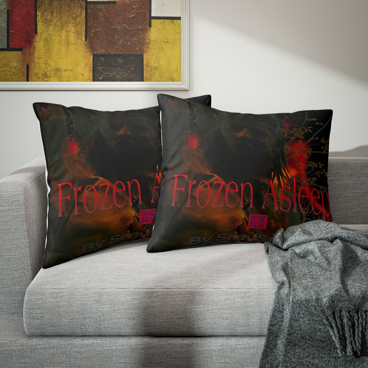 Seedsquatch “Frozen Asleep” with F’n QR Code  Pillow Sham