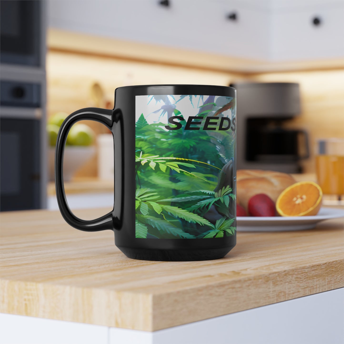 Seedsquatch Ganja Scene #1 Black Mug, 15oz